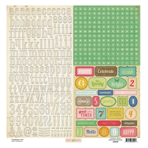 Crate Paper Cardstock Sticker Sheet Pretty Party Collection