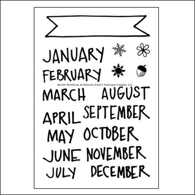 Technique Tuesday Clear Stamps Banner Months by Ali Edwards
