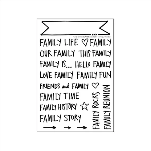 Technique Tuesday Clear Stamps Family Banners by Ali Edwards