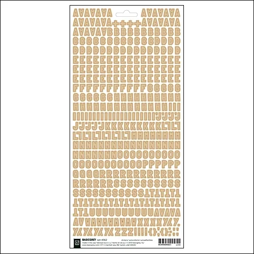 Basic Grey Micro Monogram Alphabet Stickers Kraft Basics Collection