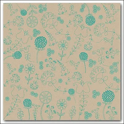 Hambly Screen Prints Kraft Paper Embroidery Teal Blue