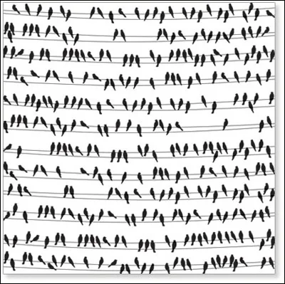 Hambly Screen Prints Overlay Transparency Birds On Wire Black