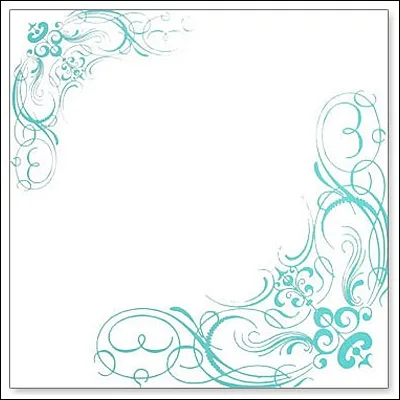 Hambly Screen Prints Overlay Transparency Corner Flourishes Metallic Teal Blue