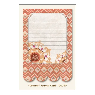 My Minds Eye Journal Card Saffron Dreams Indie Chic Collection