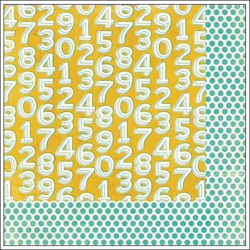 My Minds Eye Paper Sheet Playful Number Out of the Blue Lime Twist Collection