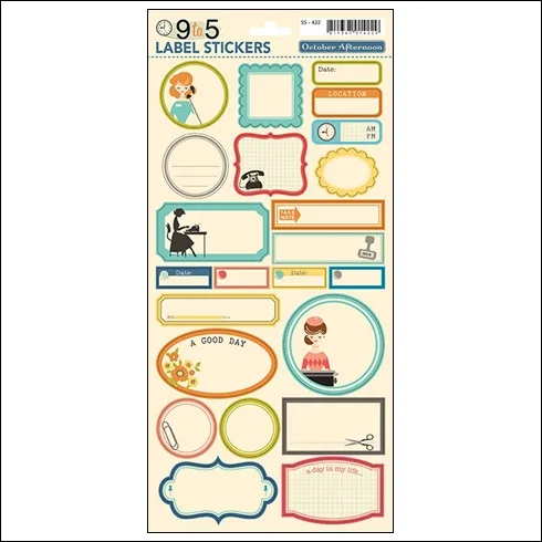 October Afternoon Label Stickers 9 to 5 Collection