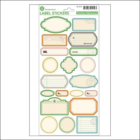 October Afternoon Label Stickers Postmarked Travel Girl Collection