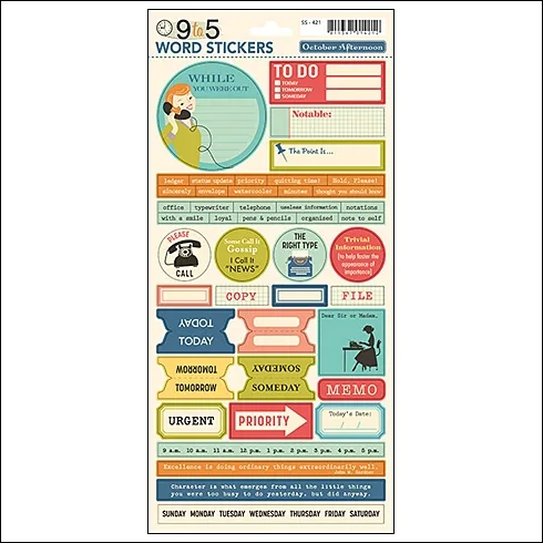 October Afternoon Word Stickers 9 to 5 Collection
