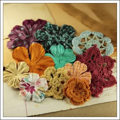 Prima Marketing Fabric and Mulberry Paper Flowers Melody Love Note Collection