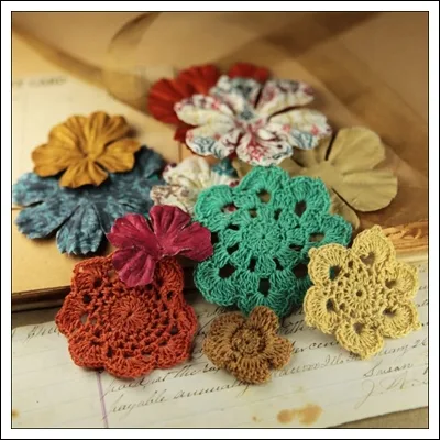 Prima Marketing Fabric and Mulberry Paper Flowers Reflections Love Note Collection
