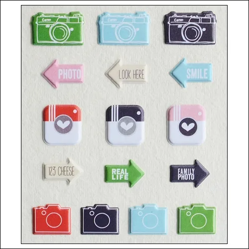 Evalicious Puffy Stickers Camera Love