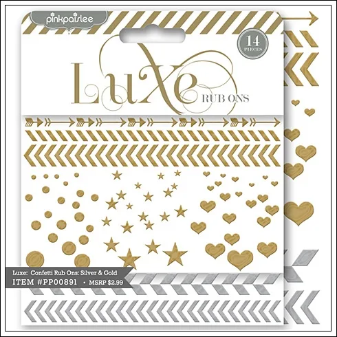 Pink Paislee Rub Ons Silver and Gold Luxe Collection
