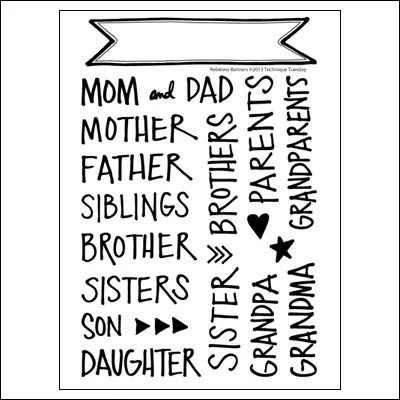 Technique Tuesday Studio AE Clear Stamps Relatives Banners November 2013 by Ali Edwards