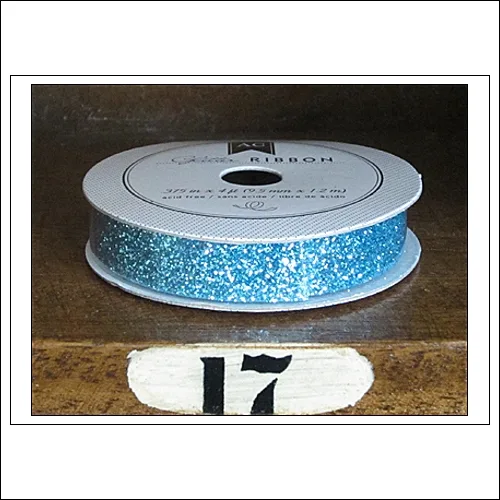 American Crafts Premium Ribbon Spool Extra Fine Glitter Blue Kringle and Co Collection