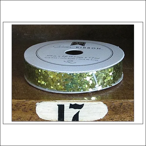 American Crafts Premium Ribbon Spool Chunky Glitter Yellow Gold Kringle and Co Collection