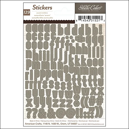Studio Calico Tiny Alphabet Stickers Gray That a Way Collection