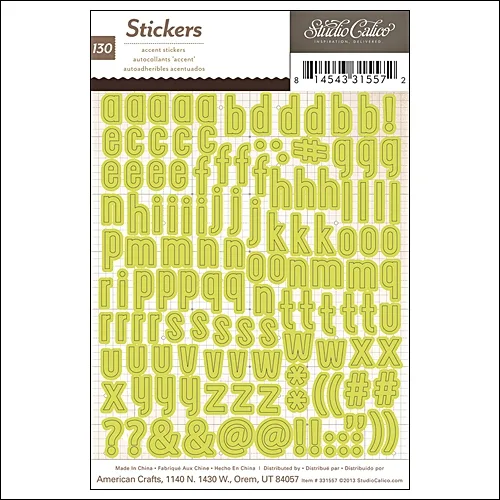 Studio Calico Accent Stickers Alphabet Green Magical Collection