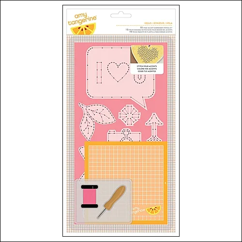 American Crafts Embroidery Stencil Kit Hello Cut and Paste Collection by Amy Tangerine