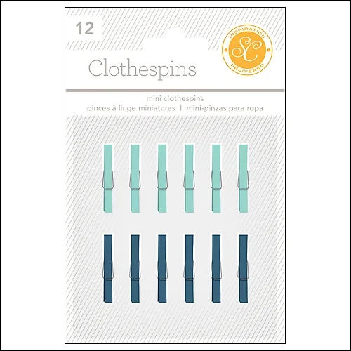 Studio Calico Clothespins Blue and Aqua Essentials Collection