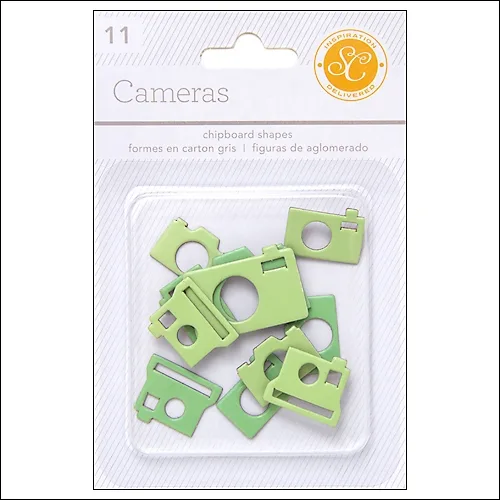 Studio Calico Chipboard Cameras Greens Essentials Collection