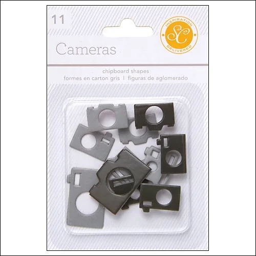 Studio Calico Chipboard Cameras Black and Grey Essentials Collection