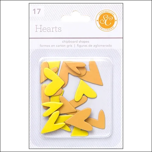 Studio Calico Chipboard Hearts Yellow and Orange Essentials Collection