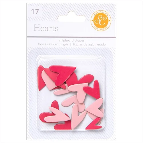 Studio Calico Chipboard Hearts Red and Pink Essentials Collection