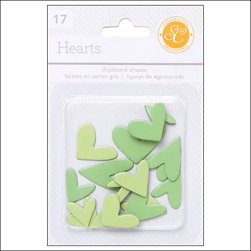 Studio Calico Chipboard Hearts Greens Essentials Collection
