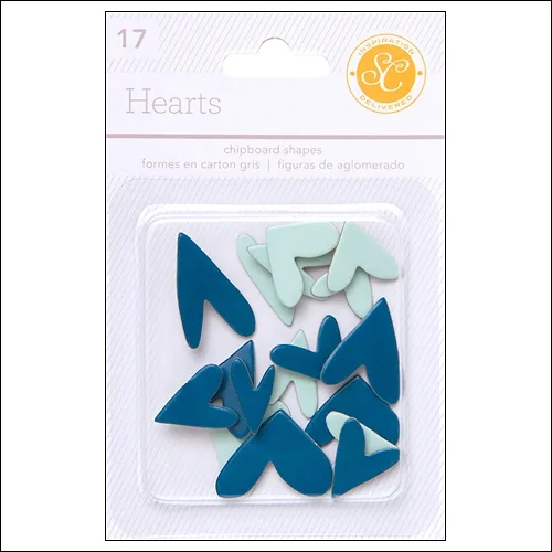 Studio Calico Chipboard Hearts Blue and Aqua Essentials Collection