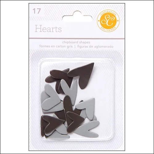 Studio Calico Chipboard Hearts Black and Gray Essentials Collection