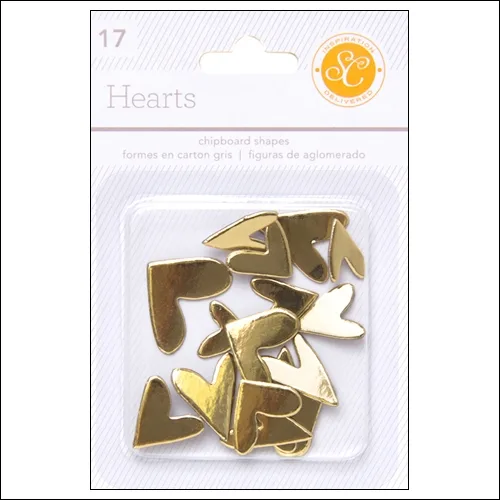 Studio Calico Chipboard Hearts Gold Essentials Collection
