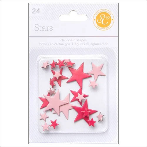 Studio Calico Chipboard Stars Red and Pink Essentials Collection