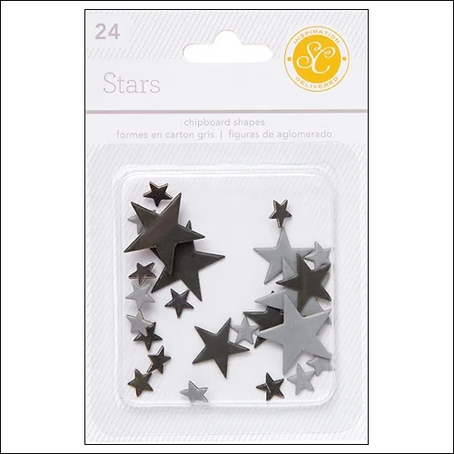 Studio Calico Chipboard Stars Black and Gray Essentials Collection