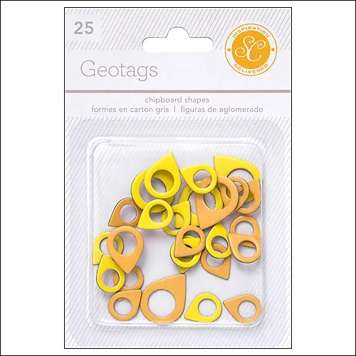 Studio Calico Chipboard Geotags Yellow and Orange Essentials Collection