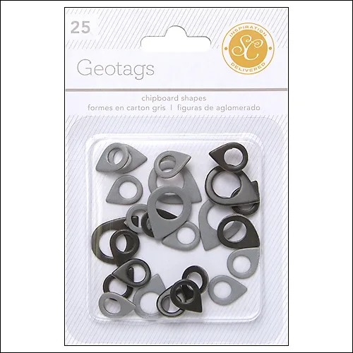 Studio Calico Chipboard Geotags Black and Gray Essentials Collection