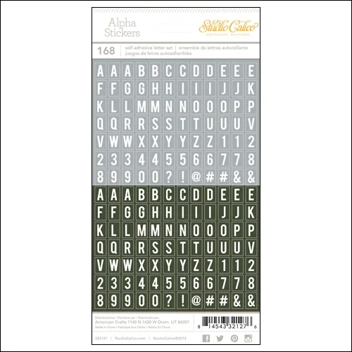 Studio Calico Tiny Alpha Stickers Black and Gray Essentials Collection