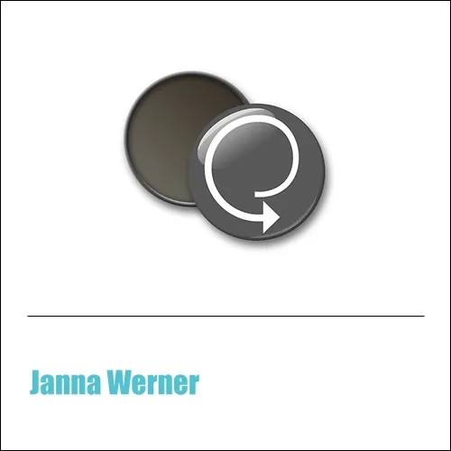 Scrapbook and More 1 inch Round Flair Badge Button Gray Circle Arrow by Janna Werner