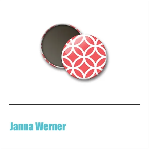 Scrapbook and More 1 inch Round Flair Badge Button Red Brocade by Janna Werner