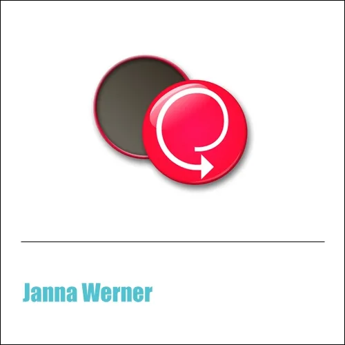 Scrapbook and More 1 inch Round Flair Badge Button Red Cirlce Arrow by Janna Werner