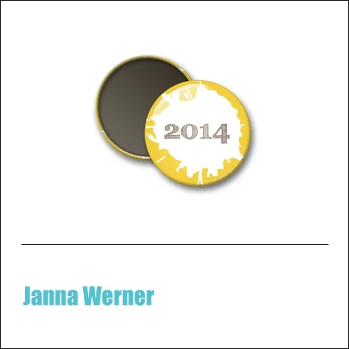 Scrapbook and More 1 inch Round Flair Badge Button Yellow 2014 by Janna Werner