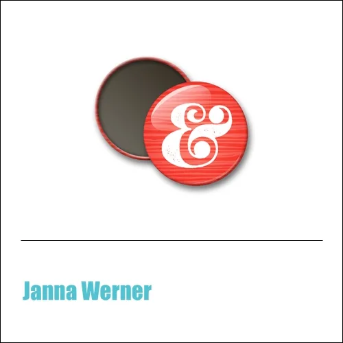 Scrapbook and More 1 inch Round Flair Badge Button Red Ampersand by Janna Werner