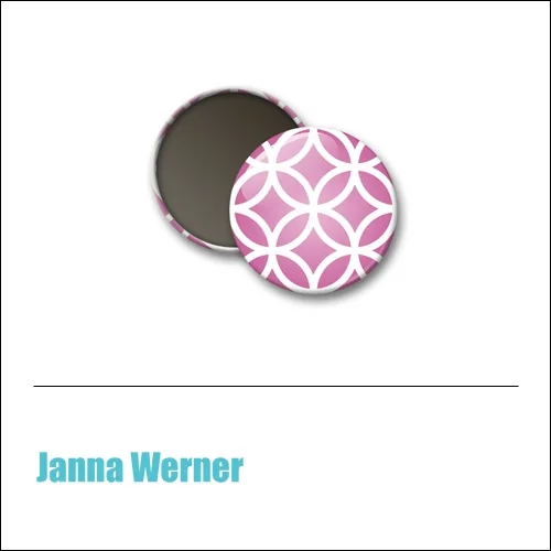 Scrapbook and More 1 inch Round Flair Badge Button Pink Brocade by Janna Werner