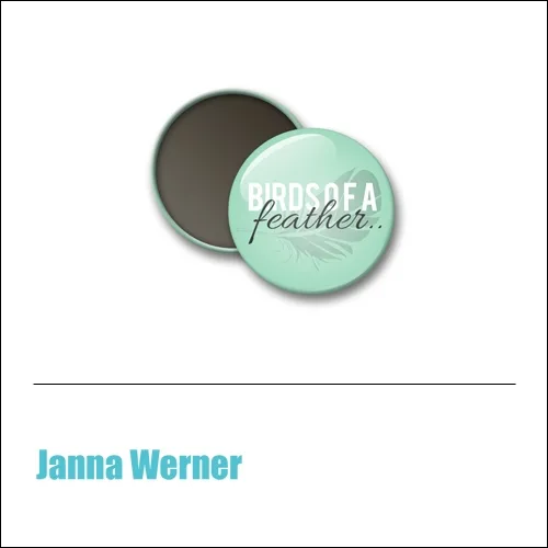 Scrapbook and More 1 inch Round Flair Badge Button Mint Birds Of A Feather by Janna Werner