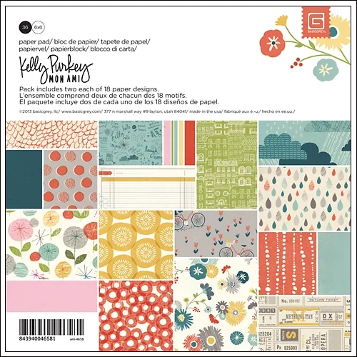 Basic Grey Paper Pad 6×6 Mon Ami Collection by Kelly Purkey