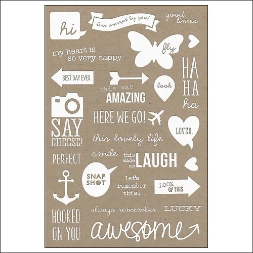 Simple Stories White Clear Stickers Messages DIY Collection