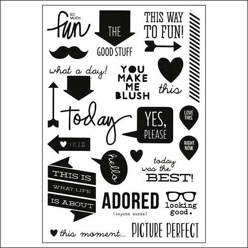 Simple Stories Black Clear Stickers Messages DIY Collection
