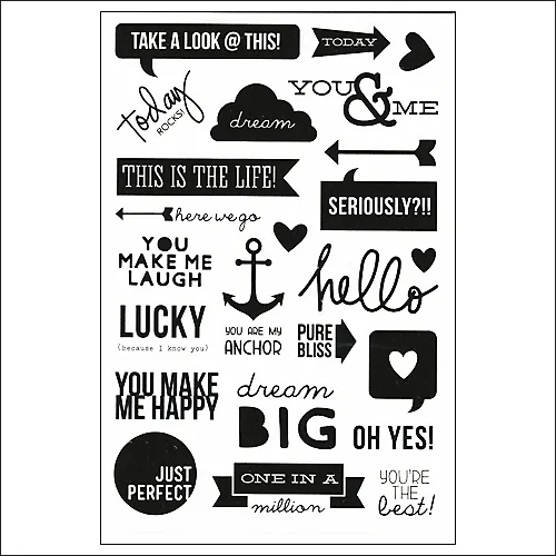 Simple Stories Black Clear Stickers Messages DIY Collection