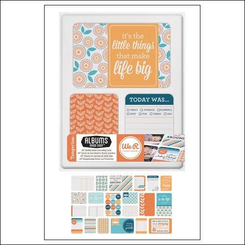 We R Memory Keepers Albums Made Easy Journaling Cards 3x4 and 4x6 Tangerine Collection