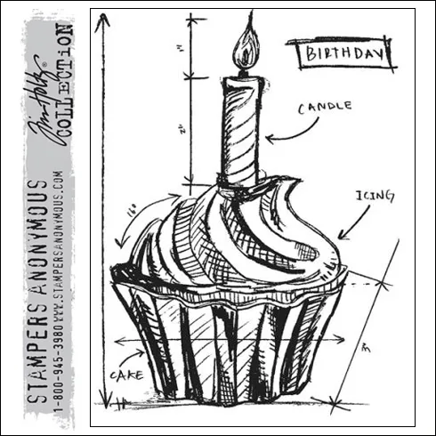 Stampers Anonymous Cling Stamp Birthday Blueprint by Tim Holtz Collection
