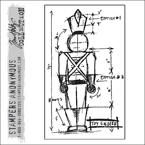 Stampers Anonymous Cling Stamp Christmas Blueprint by Tim Holtz Collection